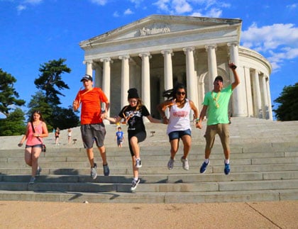 Students Jumping at Thomas Jefferson Memorial