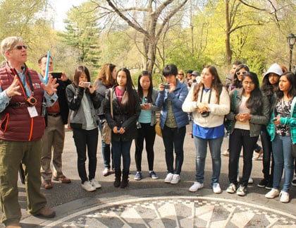 Students and Tour Guide at Central Park