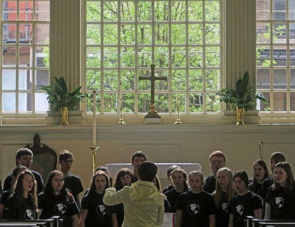  Students singing in a church