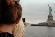 NYC - Girls on Ferry with Statue