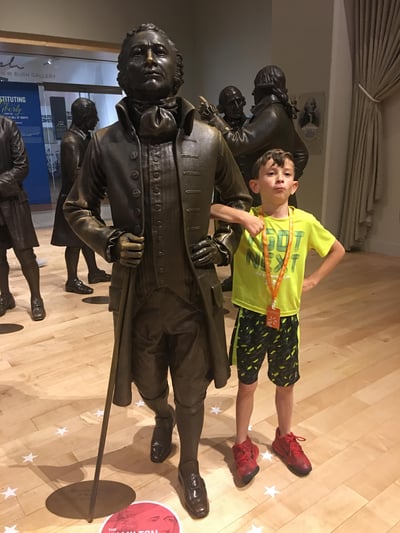Philadelphia Boy with Statue